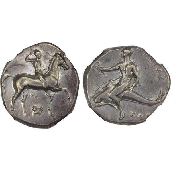 CALABRIA: Tarentum, AR nomos (didrachm), ca. 332-302 BC, NGC XF