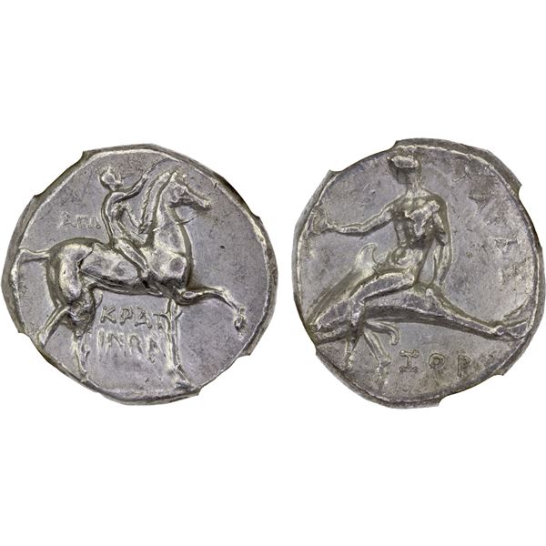 CALABRIA: Tarentum, AR nomos (didrachm) (7.54g), ca. 302-280 BC, NGC AU