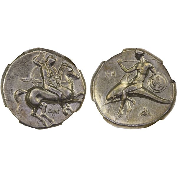 CALABRIA: Tarentum, AR nomos (didrachm) (7.74g), ca. 302-280 BC, NGC Choice XF