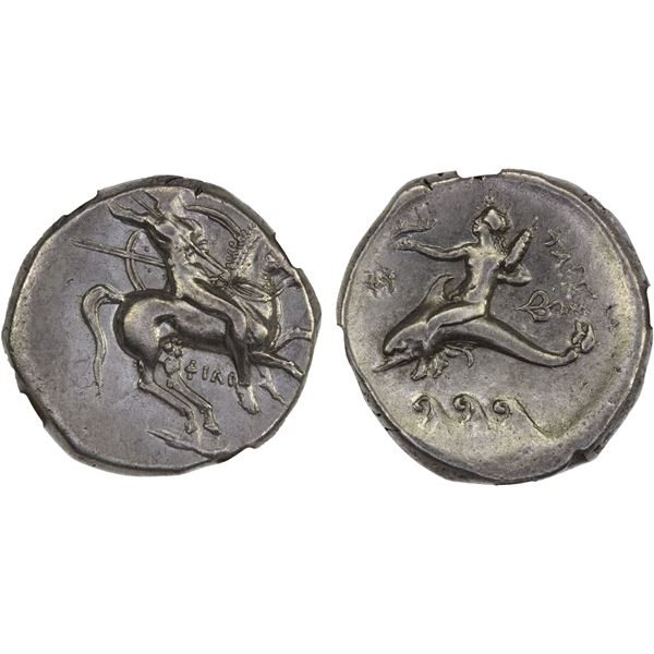 CALABRIA: Tarentum, AR nomos (didrachm), ca. 302-280 BC, NGC Choice VF