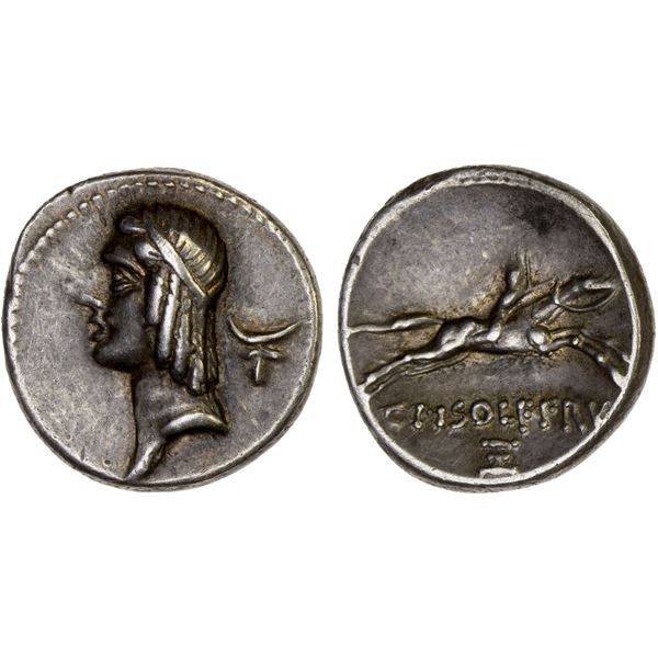 ROMAN REPUBLIC: C. Calpurnius L. f. Frugi, AR drachm (4.02g), Rome, 67 BC, XF