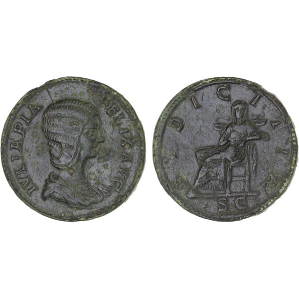 ROMAN EMPIRE: Julia Domna, augusta, 193-211, AE sestertius (26.09g), Rome, 211-217 AD, VF-XF