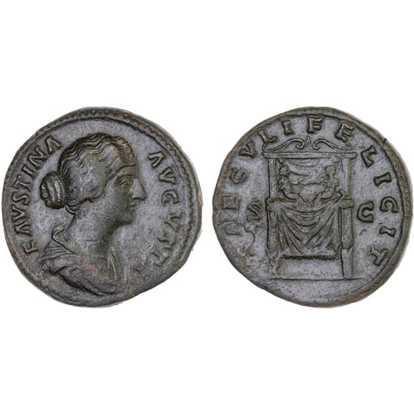 ROMAN EMPIRE: Faustina Junior, augusta, 147-175 AD, AE sestertius (27.31g), Rome, 161-176 AD, Choice
