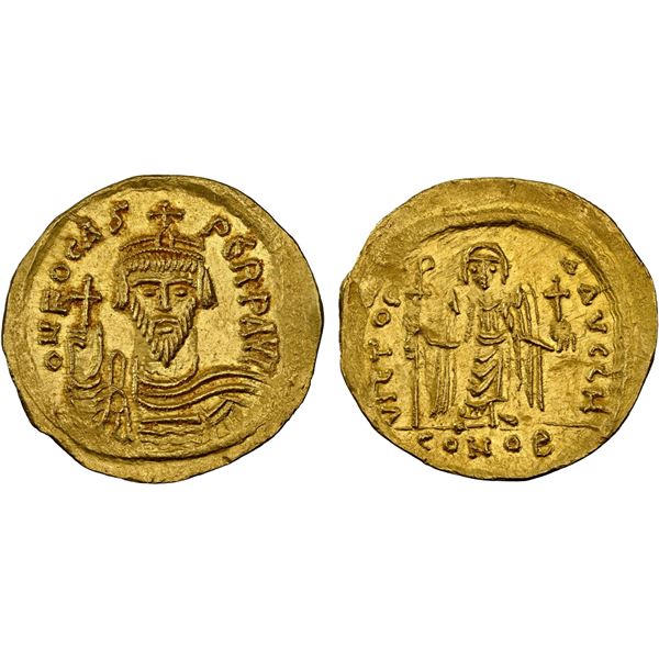 BYZANTINE EMPIRE: Phocas, 602-610, AV solidus (4.39g), Constantinople, 607-610, NGC AU