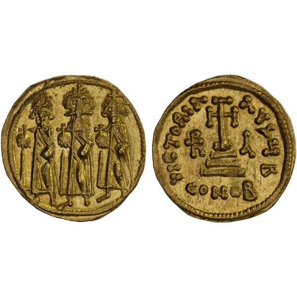 BYZANTINE EMPIRE: Heraclius, 610-641, AV solidus (4.39g), Constantinople, indiction year 11 (637/8),