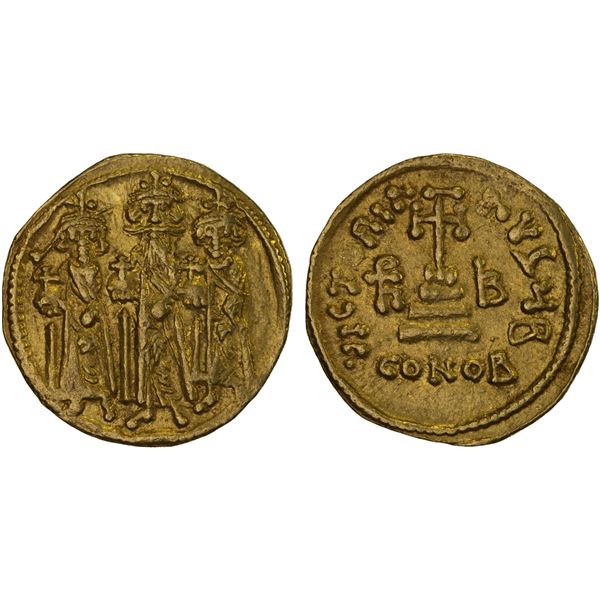 BYZANTINE EMPIRE: Heraclius, 610-641, AV solidus (4.44g), Constantinople, indiction year 12 (638/9),