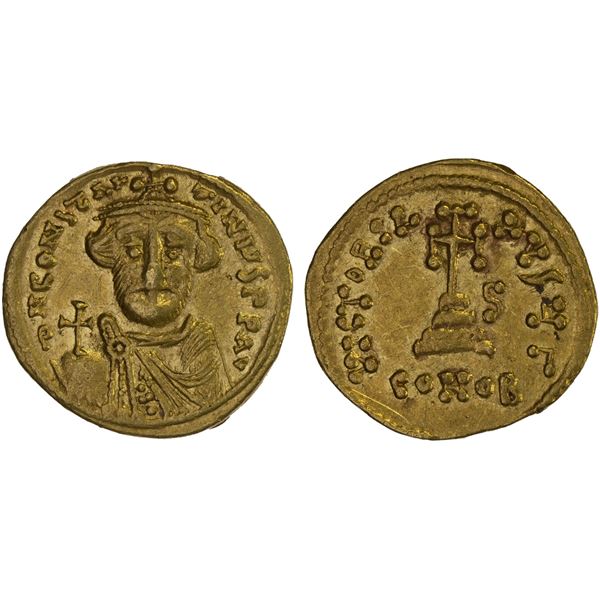 BYZANTINE EMPIRE: Constans II Pogonatus, 641-668, AV solidus (4.42g), Constantinople,  year 6 (647/8