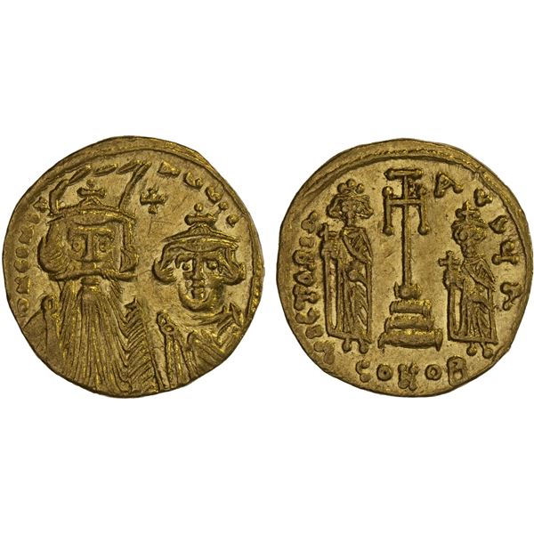 BYZANTINE EMPIRE: Constans II Pogonatus, 641-668, AV solidus (4.39g), Constantinople, 661-663, AU-UN