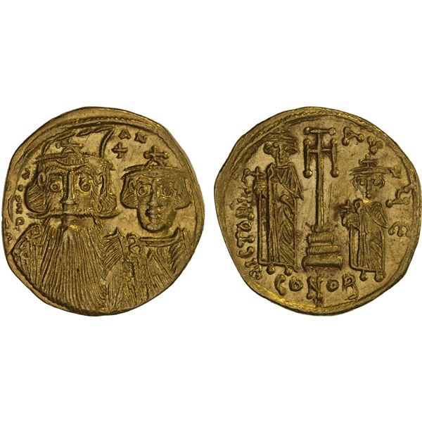 BYZANTINE EMPIRE: Constans II Pogonatus, 641-668, AV solidus (4.39g), Constantinople, 661-663, VF-XF