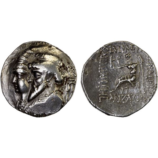 ELYMAIS: Kamnaskires III & Queen Anzaze, ca. 82-72 BC, AR tetradrachm (15.24g), Seleukia on the Hedy