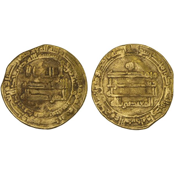 ABBASID: al Mu'tasim, 833-842, AV dinar (4.04g), Dimashq, AH226, nearly VF