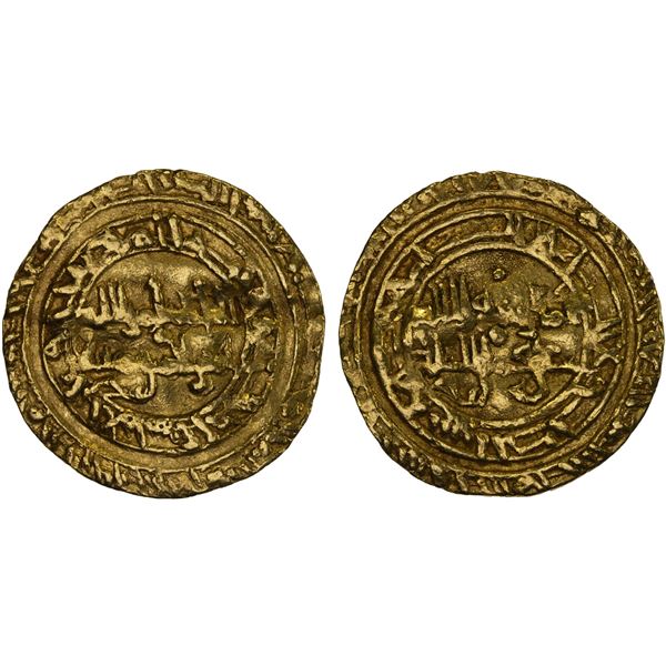 FATIMID: al-Hakim, 996-1021, AV dinar (4.05g), al-Mansuriya, blundered date, VF