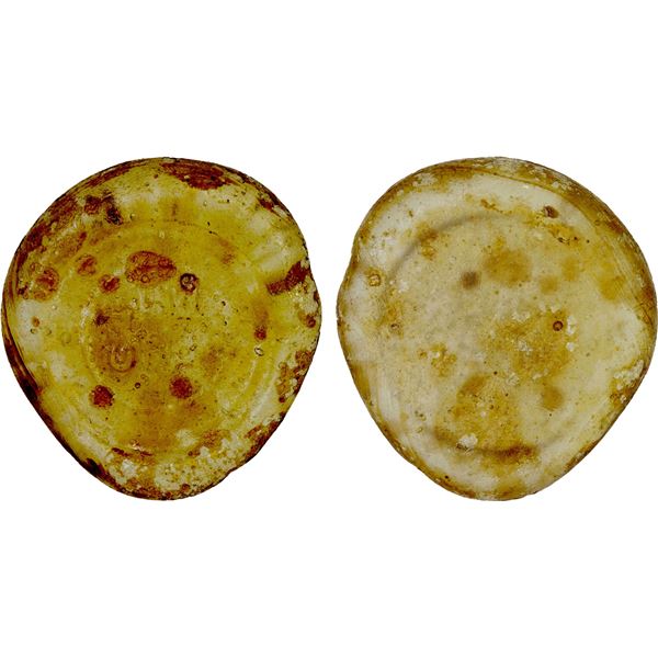 FATIMID: al-'Aziz, 975-996, glass weight (5.26g), bold VF