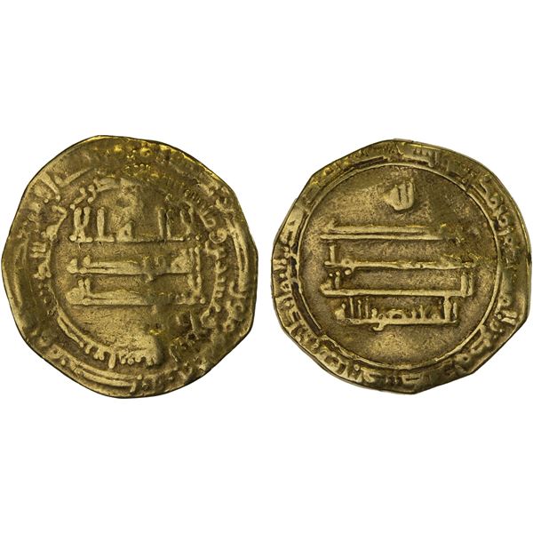 ABBASID OF YEMEN: al-Mu'tasim, 833-842, AV dinar (3.51g), San'a, AH224, F-VF