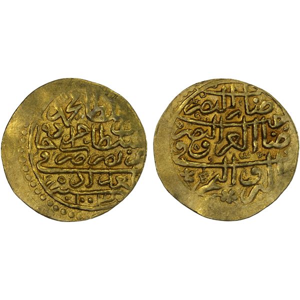 OTTOMAN EMPIRE: Mehmet III, 1595-1603, AV sultani (3.44g), Baghdad, AH1003, choice XF