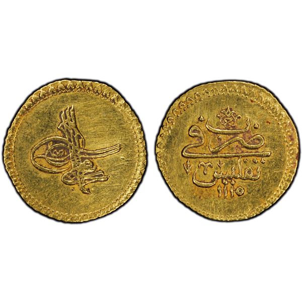 OTTOMAN: GEORGIA: Ahmad III, 1703-1730, AV ashrafi (findik) (3.42g), Tiflis, PCGS XF details