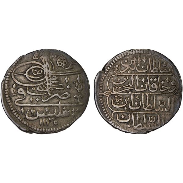 OTTOMAN: GEORGIA: Ahmad III, 1703-1730, AR abbasi (16 para) (5.38g), Tiflis (Tbilisi), AH1115, VF-XF