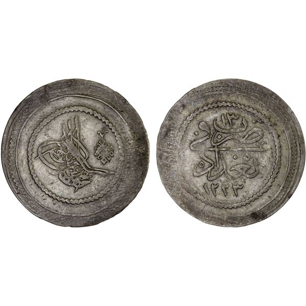 OTTOMAN: IRAQ: Mahmud II, 1808-1839, AR 20 para (4.67g), Baghdad, AH1223 year 13, choice VF