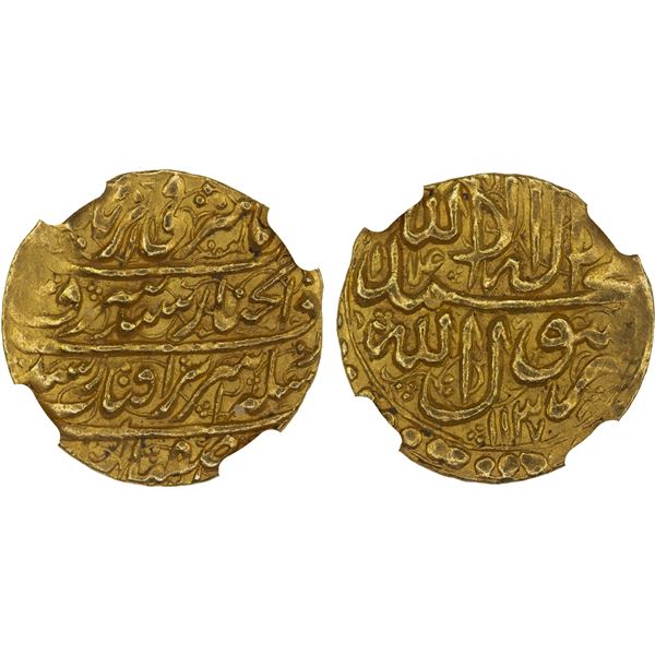 HOTAKI: Ashraf, 1724-1729, AV ashrafi, Isfahan, AH1137, NGC AU58