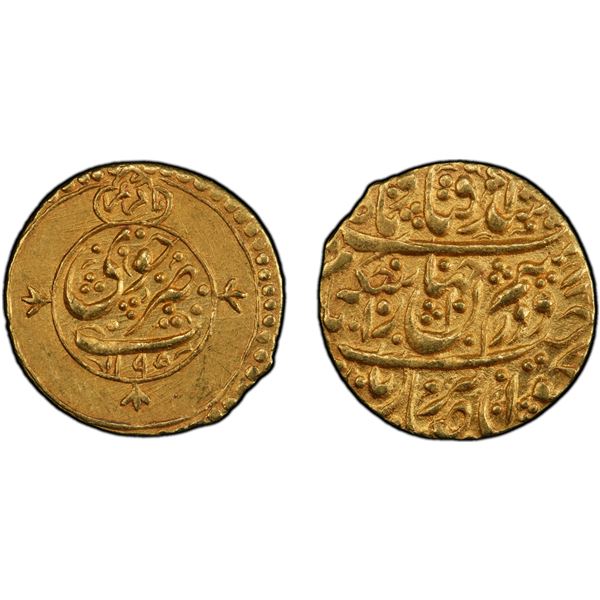 ZAND: Sadiq Khan, 1779-1781, AV 1/4 mohur (2.74g), Khuy, AH1195, PCGS MS63