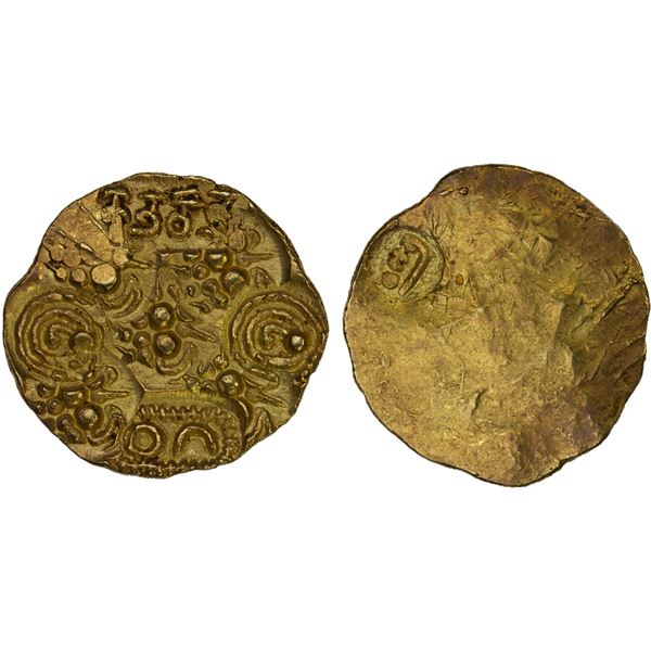 CHALUKYAS OF KALYANA: Jagadekamalla II, 1138-1151, AV pagoda (3.45g), Choice AU