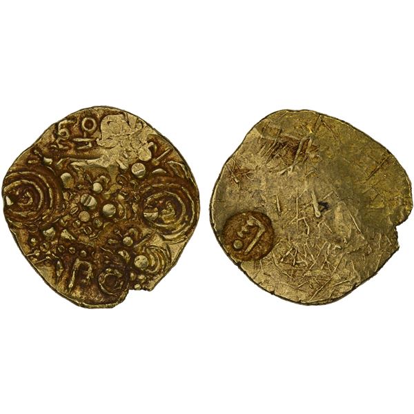 CHALUKYAS OF KALYANA: Jagadekamalla II, 1138-1151, AV pagoda (3.42g), Choice XF