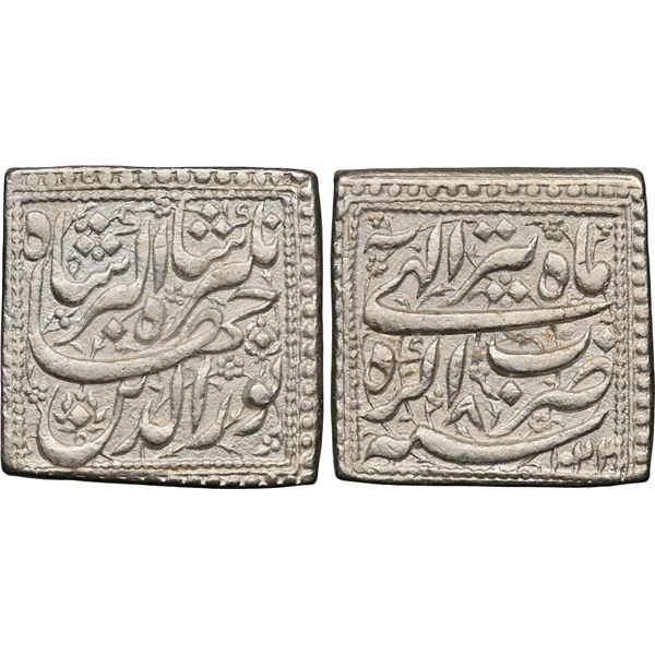 MUGHAL: Jahangir, 1605-1628, AR square rupee, Agra, AH1022 year 8, NGC AU55