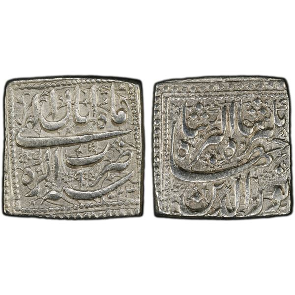 MUGHAL: Jahangir, 1605-1628, AR square rupee, Agra, AH1023 year 9, PCGS AU58