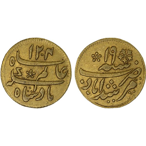 BRITISH INDIA: BENGAL PRESIDENCY: AV 1/4 mohur, Murshidabad, AH1204, VF