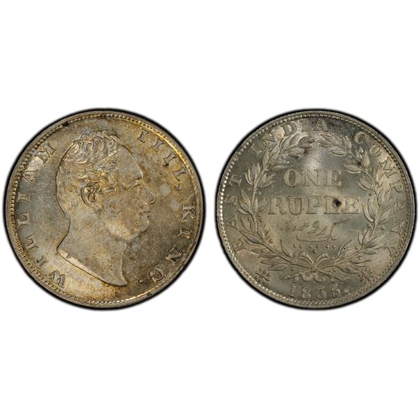 BRITISH INDIA: William IV, 1830-1837, AR rupee, 1835(c), PCGS MS64
