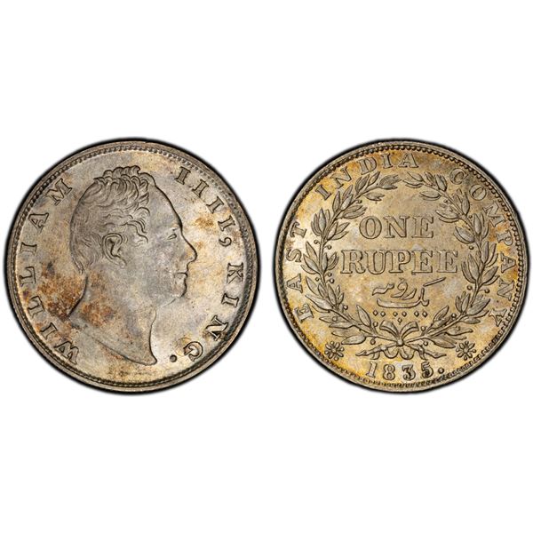 BRITISH INDIA: William IV, 1830-1837, AR rupee, 1835(c), PCGS MS62