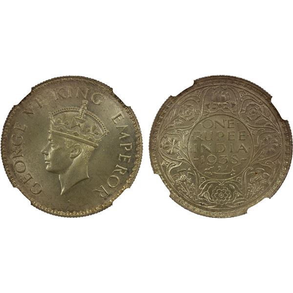 BRITISH INDIA: George VI, 1936-1952, AR rupee, 1938(b), NGC MS64