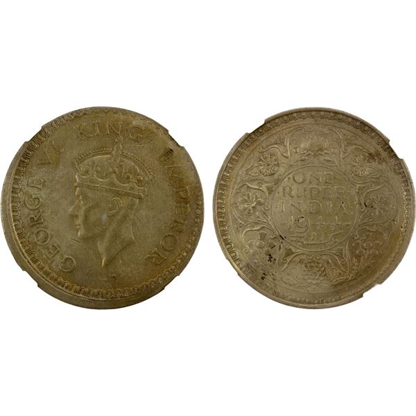 BRITISH INDIA: George VI, 1937-1947, AR rupee, 1944(b), NGC EF45