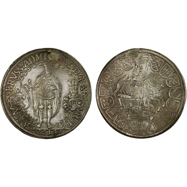 AUSTRIA: Maximilian I, 1590-1618, AR 2 thaler (56.60g), 1614, About VF