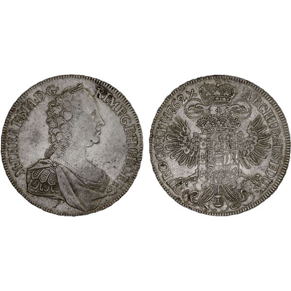 AUSTRIA: Maria Theresa, 1740-1780, AR thaler, 1762, XF