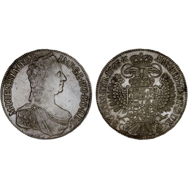AUSTRIA: Maria Theresa, 1740-1780, AR thaler, 1765, XF