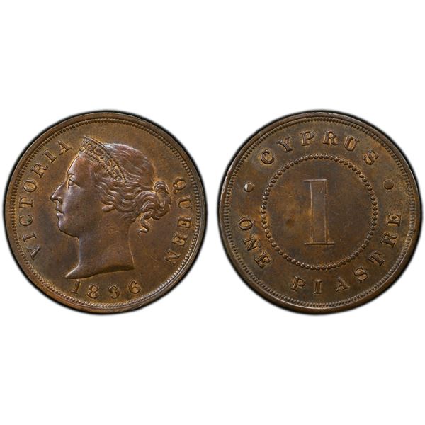 CYPRUS: Victoria, 1878-1901, AE piastre, 1896, PCGS AU58