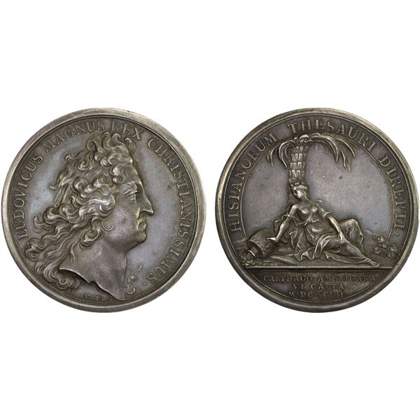 FRANCE: Louis XIV, 1643-1715, AR medal (38.81g), 1697, AU
