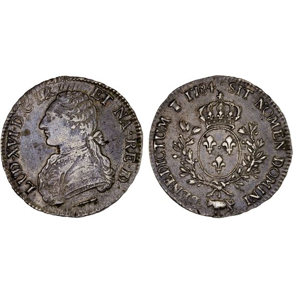 FRANCE: Louis XVI, 1774-1792, AR ecu, Pau, 1784, XF