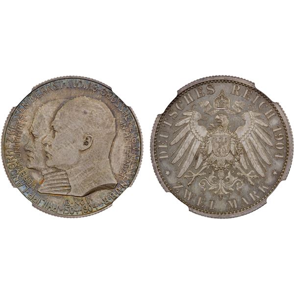 HESSE-DARMSTADT: Ernst Ludwig, 1892-1918, AR 2 mark, 1904, NGC Proof 66