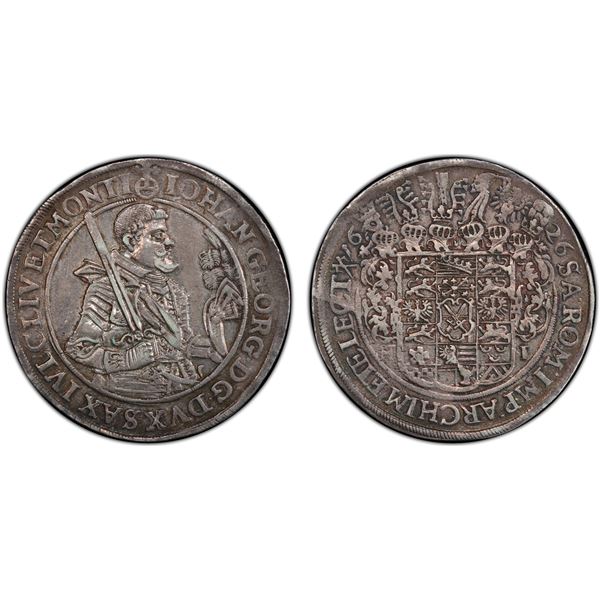 SAXONY: Hans Georg I, 1591-1656, AR thaler, 1626, PCGS AU50