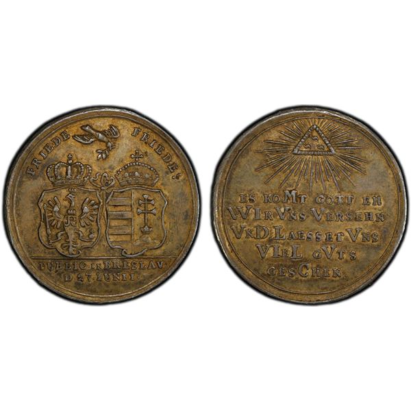 SILESIA: AR medal, 1742, PCGS AU details