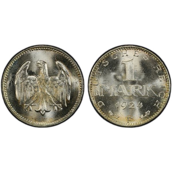 GERMANY: Weimar Republic, AR mark, 1924-F, PCGS MS66