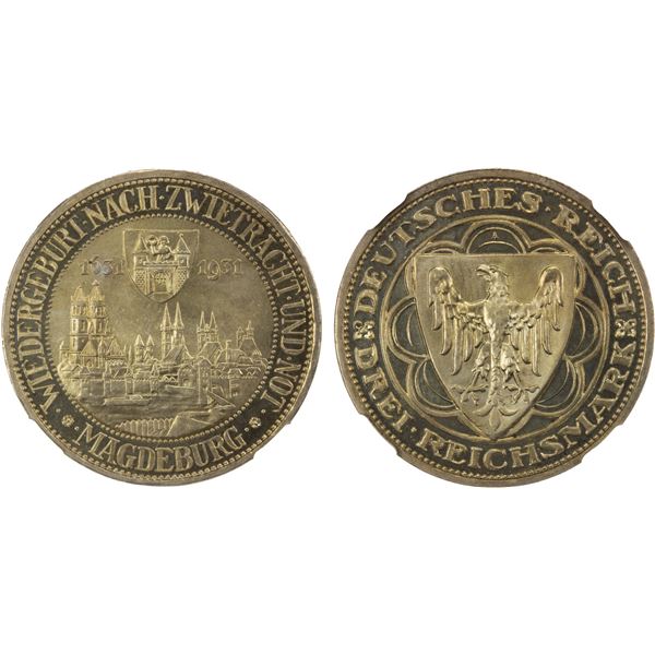 GERMANY: Weimar Republic, AR 3 reichsmark, Berlin, 1931-A, NGC Proof 65 Ultra Cameo
