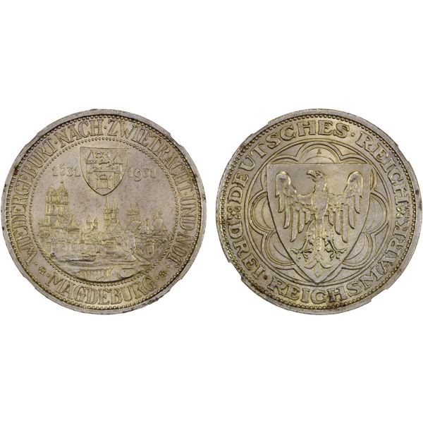 GERMANY: Weimar Republic, AR 3 reichsmark, 1931-A, NGC MS63