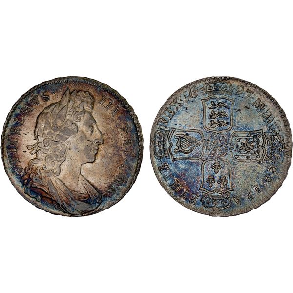 GREAT BRITAIN: William III, 1694-1702, AR halfcrown, 1697, XF-AU