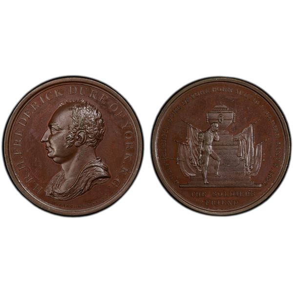 GREAT BRITAIN: AE medal, 1827, PCGS Specimen 65