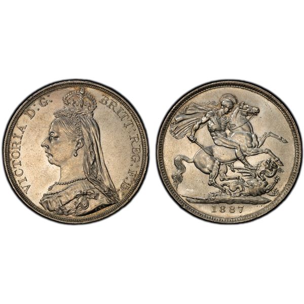 GREAT BRITAIN: Victoria, 1837-1901, AR crown, 1887, PCGS MS62