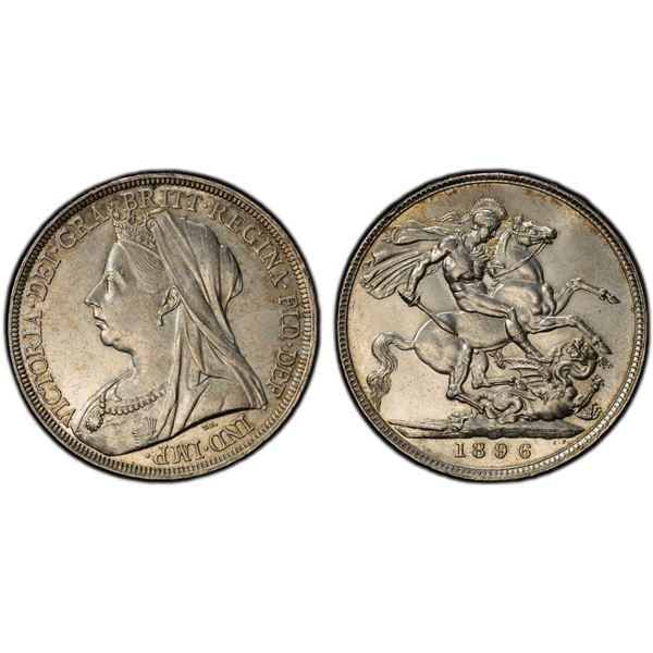 GREAT BRITAIN: Victoria, 1837-1901, AR crown, 1896, PCGS MS63
