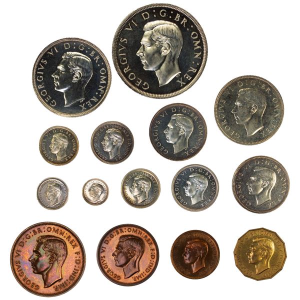 GREAT BRITAIN: George VI, 1936-1952, 15-coin proof set, 1937
